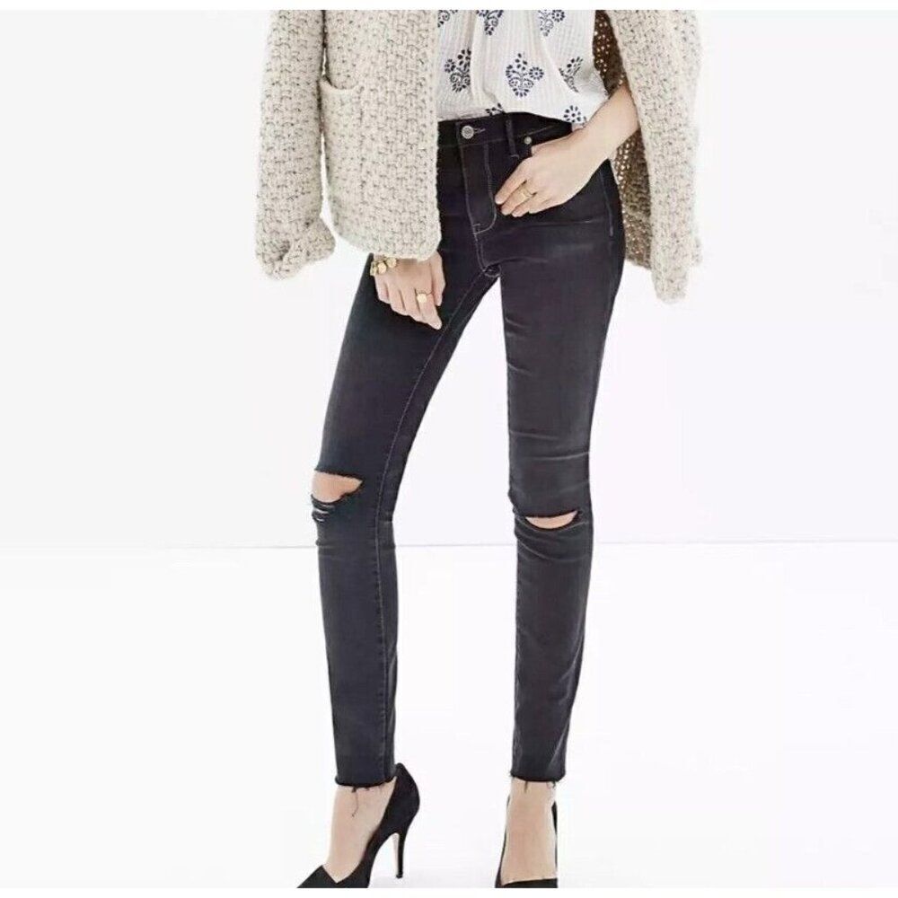 Madewell Jeans Womens Size 25 Tall 9" High Rise Skinny Washed Black